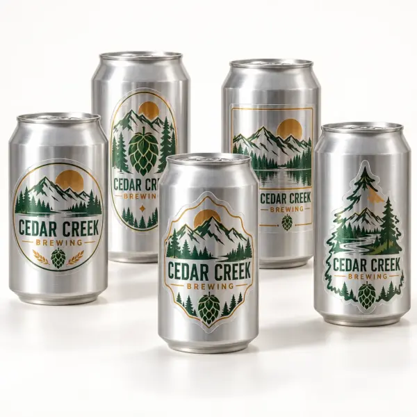 Custom printed clear labels applied to silver brite cans