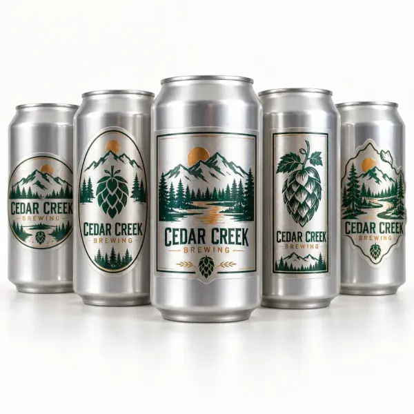 Custom printed metallic silver labels applied to silver brite cans
