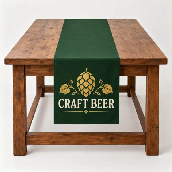 Illustrative custom brewery branding on Tablerunner